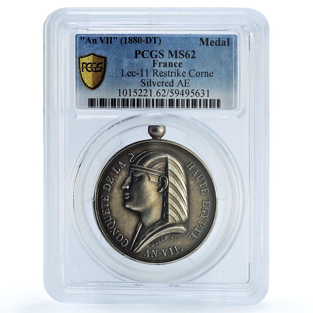 France Egypt Conquest An VII Restrike Lec-11 Crocodile MS 62 PCGS silvered medal France Egypt Conquest An VII Restrike Lec-11 Crocodile MS 62 PCGS silvered medal