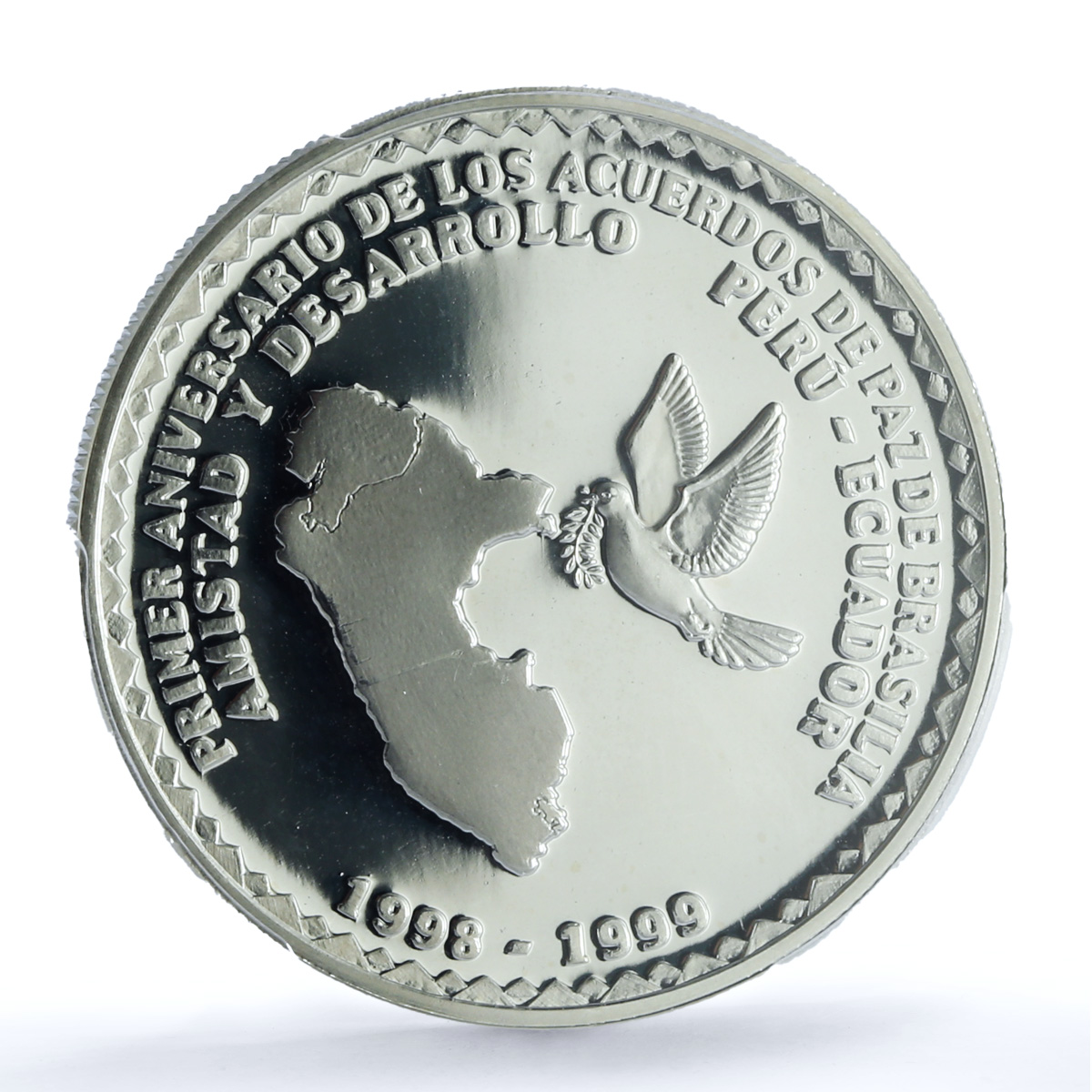 Peru 1 sol Peace Accords Brasilia KM-354 Dove Bird PR 68 PCGS silver coin 1999 Peru 1 sol Peace Accords Brasilia KM-354 Dove Bird PR 68 PCGS silver coin 1999