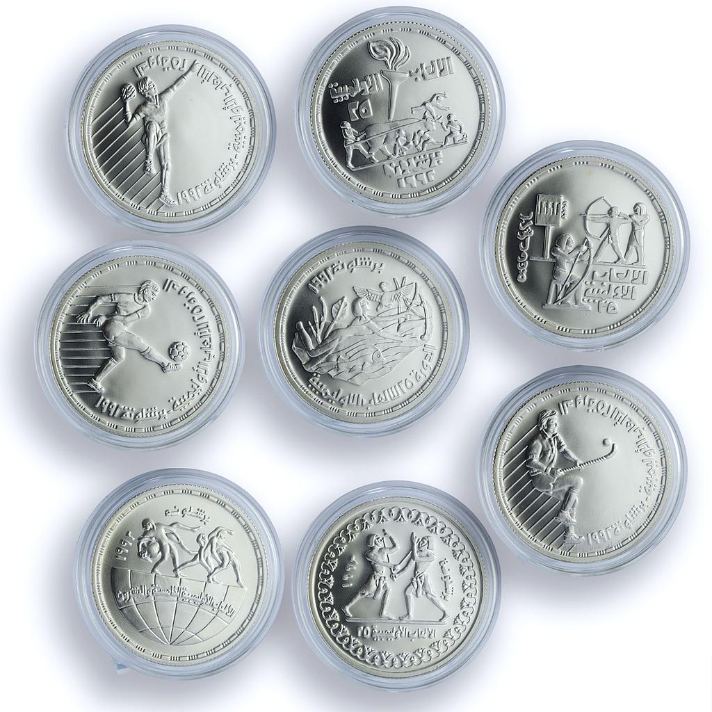 Egypt 5 pounds x 8 Set Barcelona Olympic Games Matte Sports silver coins 1992 Egypt 5 pounds x 8 Set Barcelona Olympic Games Matte Sports silver coins 1992