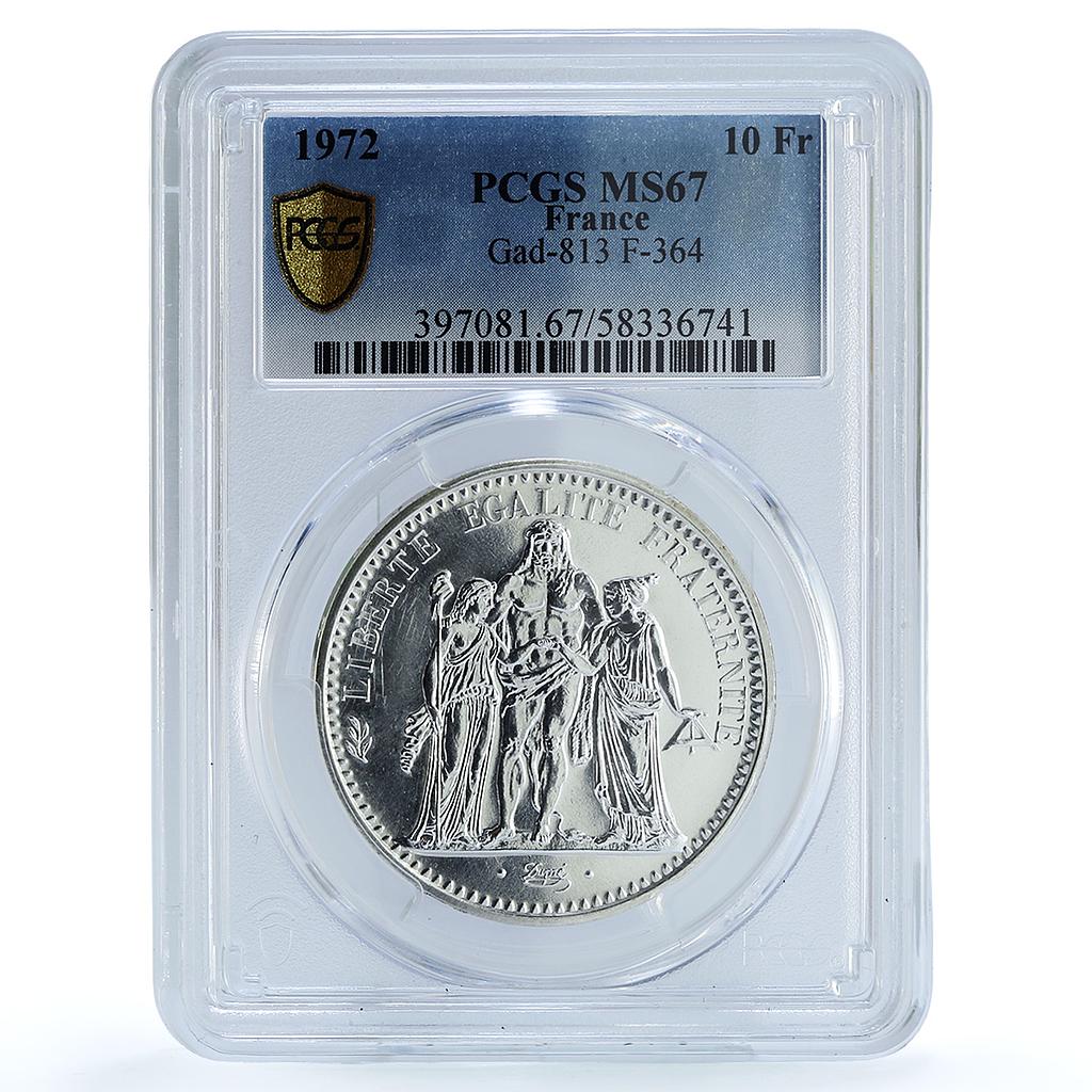 France 10 francs Hercules KM-932 Gad-813 F-364 MS 67 PCGS silver coin 1972 France 10 francs Hercules KM-932 Gad-813 F-364 MS 67 PCGS silver coin 1972