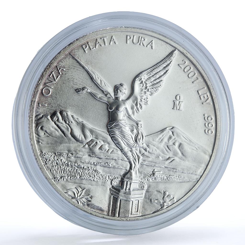 Mexico 1 onza Libertad Angel of Independence KM-639 Bullion silver coin 2001