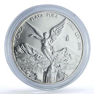 Mexico 1 onza Libertad Angel of Independence KM-639 Bullion silver coin 2002