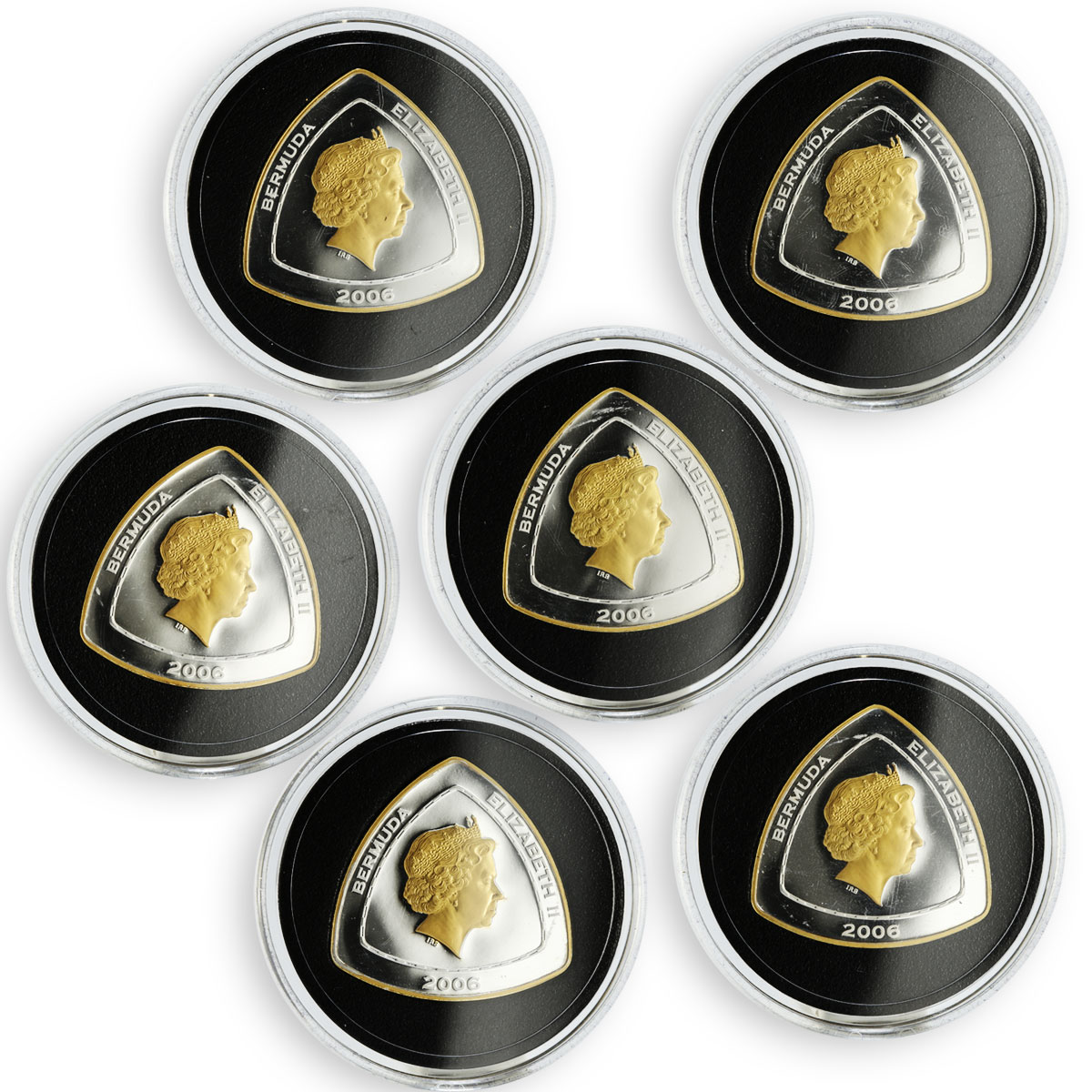 Bermuda set 6 coins Shipwreck Series proof gilded silver 2006