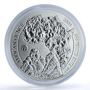 Rwanda 50 francs Gorilla KM-46 African Ounce Fauna Monkey silver coin 2008
