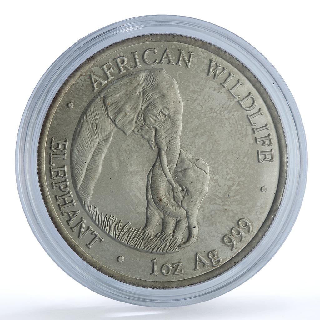Zambia 5000 kwacha Elephant KM-117 African Wildlife Bullion silver coin 2001