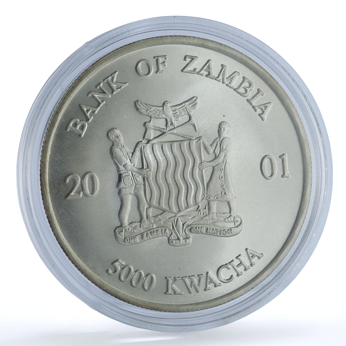 Zambia 5000 kwacha Elephant KM-117 African Wildlife Bullion silver coin 2001