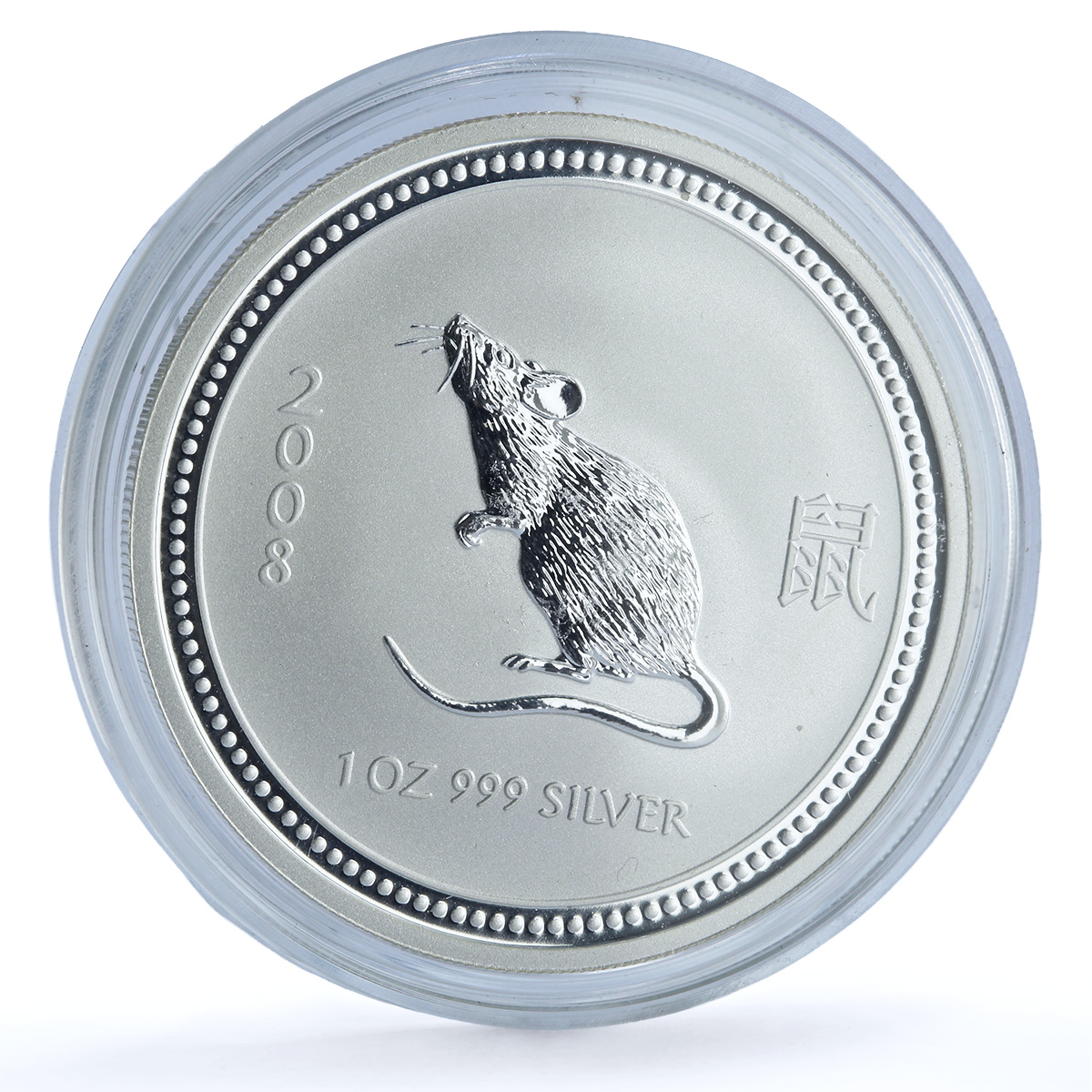 Australia 1 dollar Year Rat 2008 KM-1056a Lunar Series 1 Mouse silver coin 2007