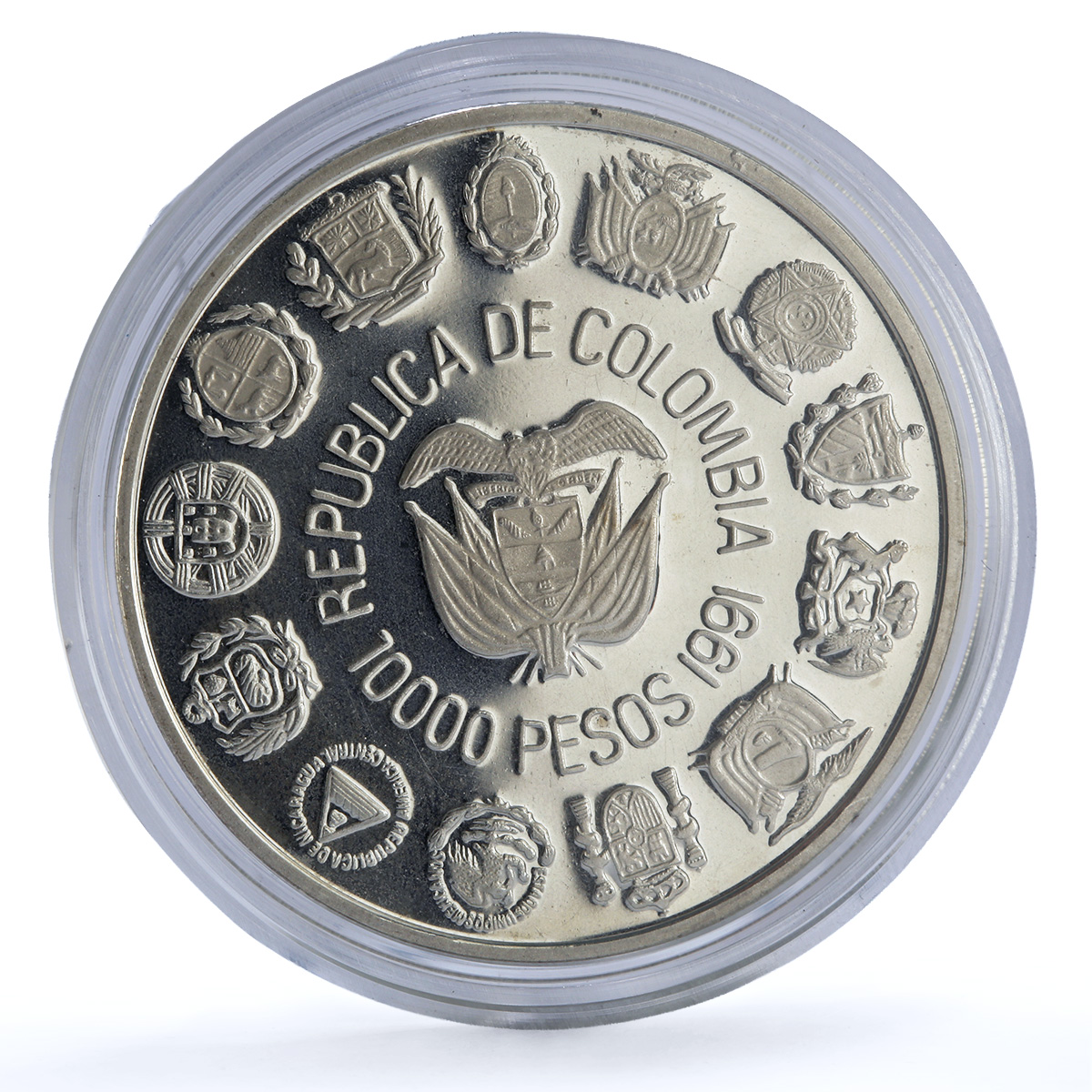 Colombia 10000 pesos Bogota Mint KM-284 Ibero-American proof silver coin 1991 Colombia 10000 pesos Bogota Mint KM-284 Ibero-American proof silver coin 1991