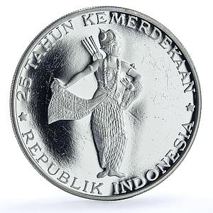 Indonesia 500 rupiah Wayang Dancer KM-25 Independence proof silver coin 1970