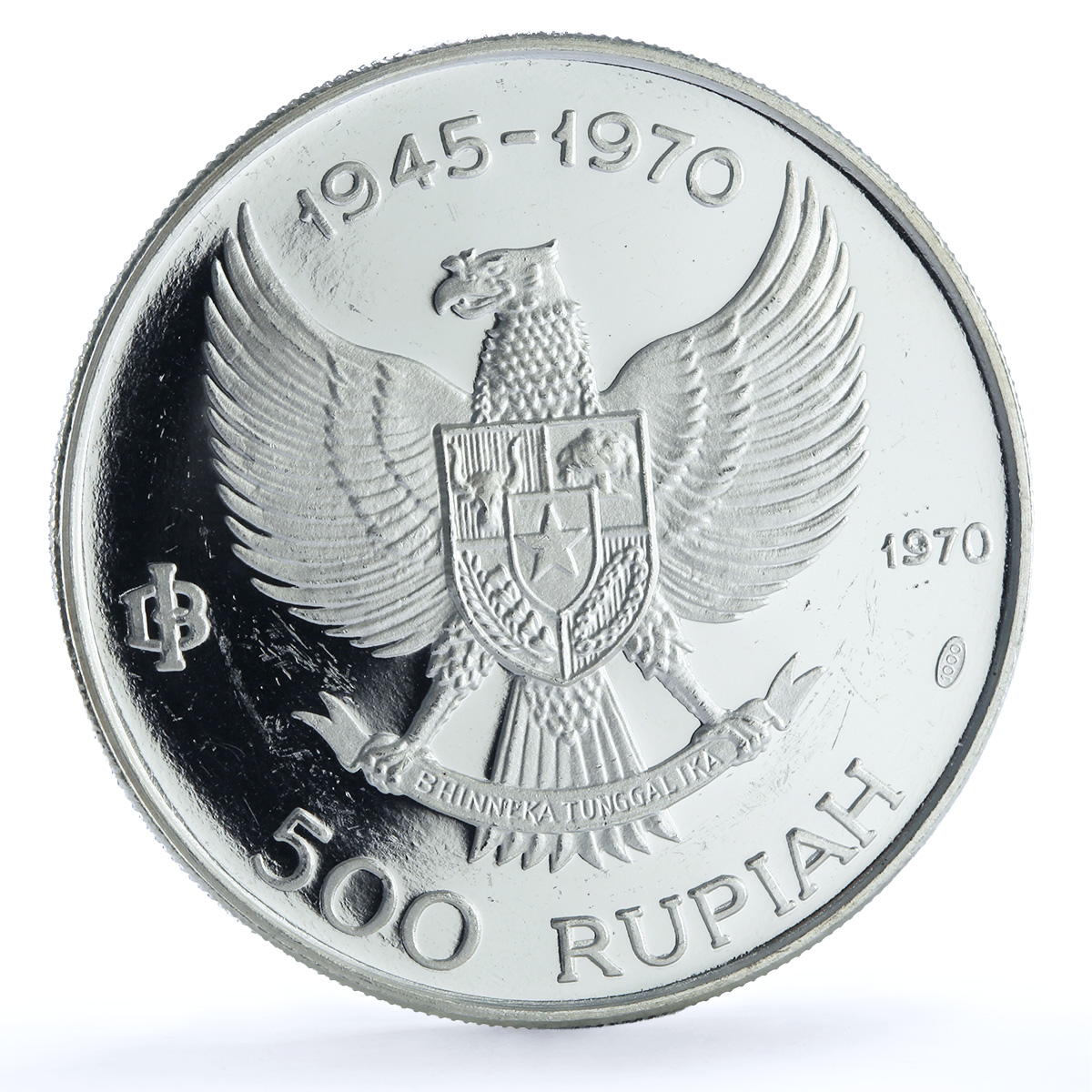 Indonesia 500 rupiah Wayang Dancer KM-25 Independence proof silver coin 1970 Indonesia 500 rupiah Wayang Dancer KM-25 Independence proof silver coin 1970