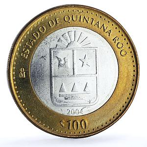 Mexico 100 pesos Quintana State 1st Edition KM-736 Federation bimetal coin 2004