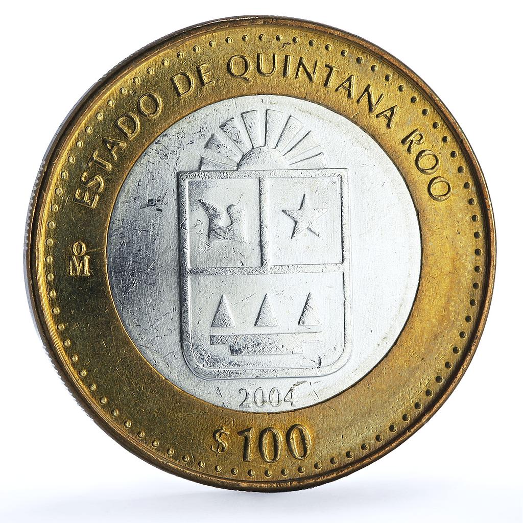 Mexico 100 pesos Quintana State 1st Edition KM-736 Federation bimetal coin 2004