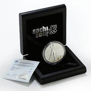 Russia 3 rubles Winter Olympics Sochi - Biathlon silver coin 2014