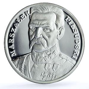 Poland 100000 zlotych Jozef Pilsudski Y#201 Politics proof silver coin 1990
