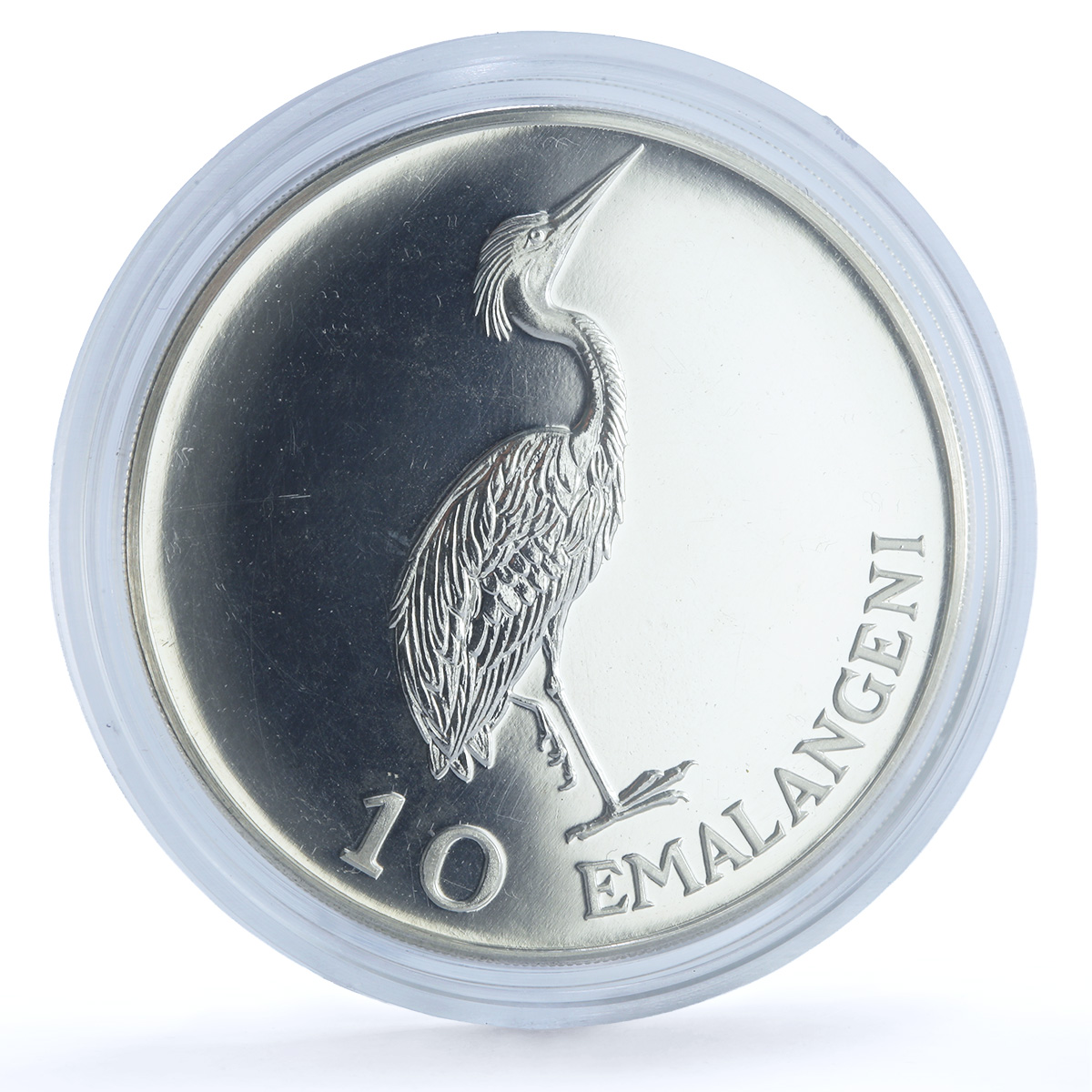 Swaziland 10 emalangeni Sobhuza II KM-25 Heron Bird BU silver coin 1975 Swaziland 10 emalangeni Sobhuza II KM-25 Heron Bird BU silver coin 1975
