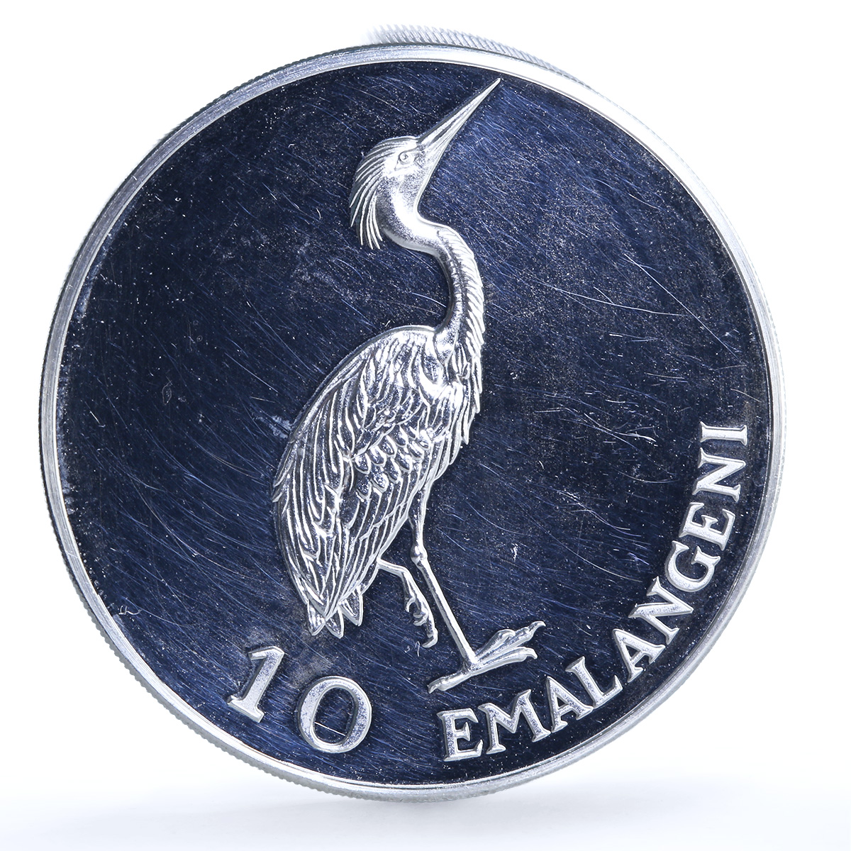 Swaziland 10 emalangeni Sobhuza II KM-25 Heron Bird BU silver coin 1975 Swaziland 10 emalangeni Sobhuza II KM-25 Heron Bird BU silver coin 1975