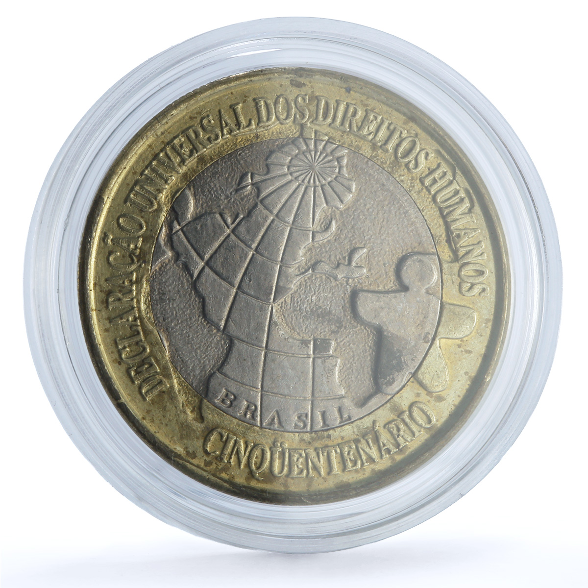 Brazil 1 real Human Rights KM-653 United Nations UN bimetal coin 1998 Brazil 1 real Human Rights KM-653 United Nations UN bimetal coin 1998