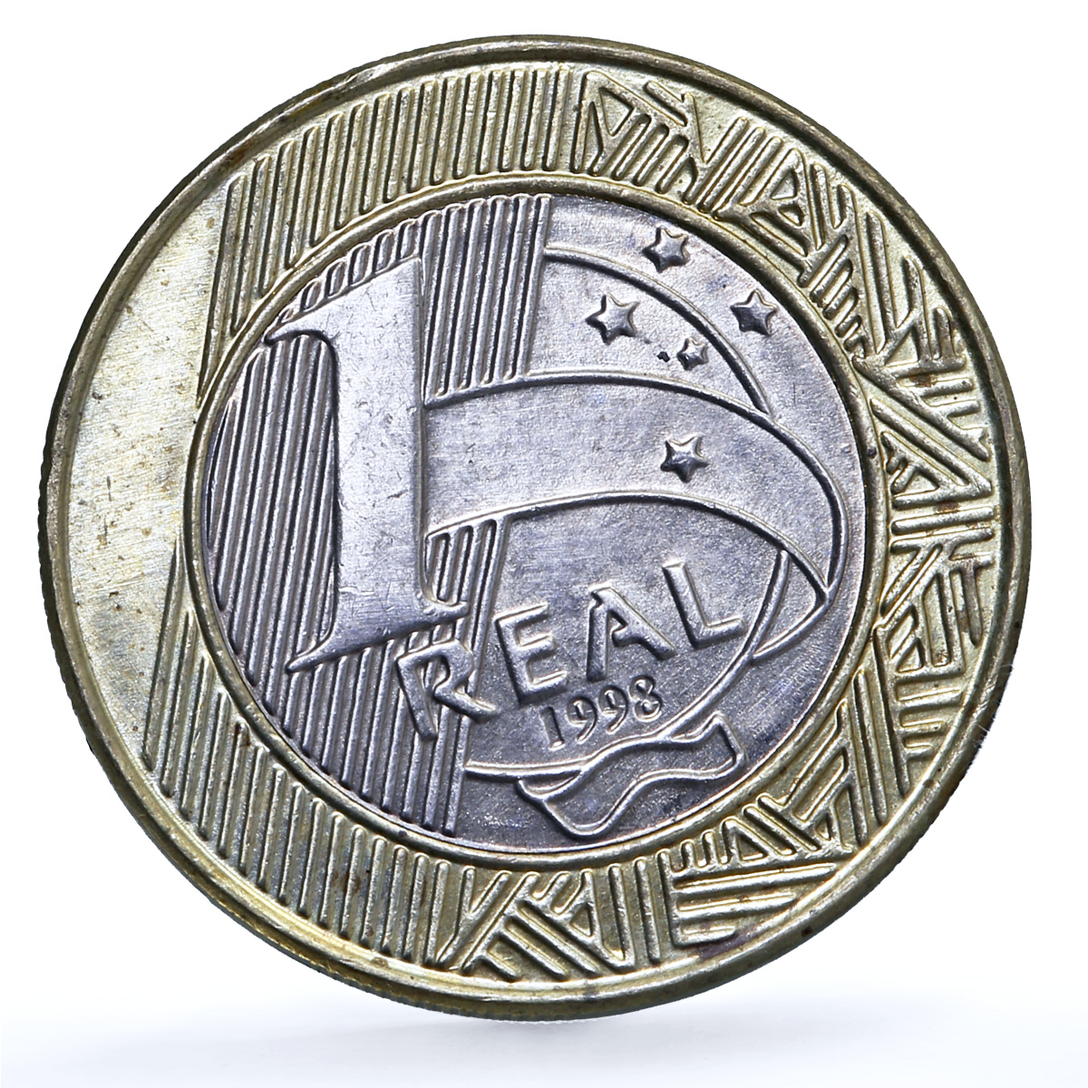 Brazil 1 real Human Rights KM-653 United Nations UN bimetal coin 1998 Brazil 1 real Human Rights KM-653 United Nations UN bimetal coin 1998