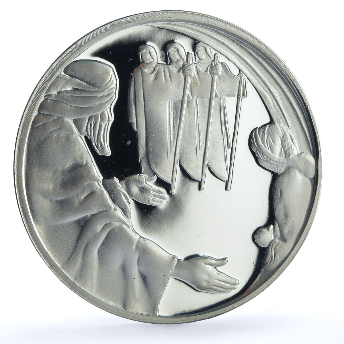Israel 1 sheqalim Abraham Three Angels KM-409 Biblical Art silver coin 2006