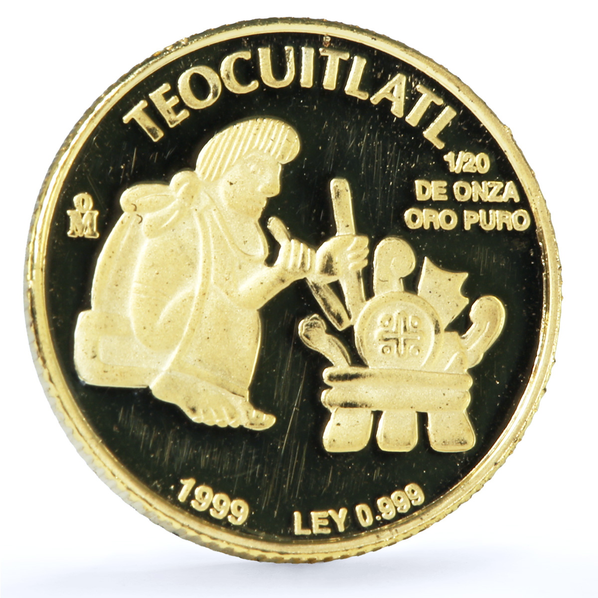 Mexico 1/20 onza Teocuitlatl KM-642 Crafts Melting Aztec proof gold coin 1999 Mexico 1/20 onza Teocuitlatl KM-642 Crafts Melting Aztec proof gold coin 1999