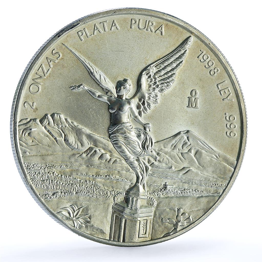 Mexico 2 onzas Libertad Angel of Independence KM-614 Bullion silver coin 1998 Mexico 2 onzas Libertad Angel of Independence KM-614 Bullion silver coin 1998