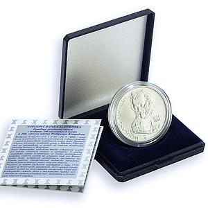 Slovakia 200 korun Wolfgang Kempelen Matte KM-75 Chess Machine silver coin 2004