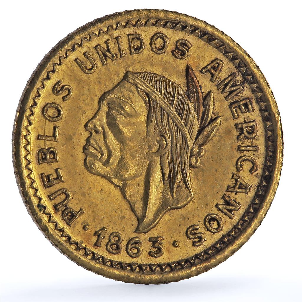 Venezuela 1/2 peso Pueblos Unidos Americanos Medio Peso gold coin 1863