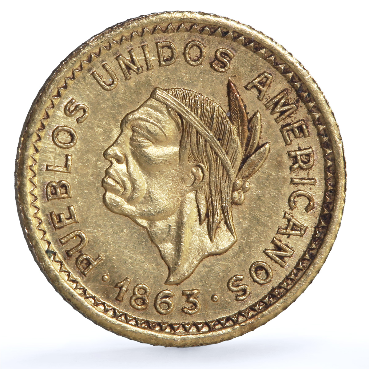 Venezuela 1/2 peso Pueblos Unidos Americanos Medio Peso gold coin 1863
