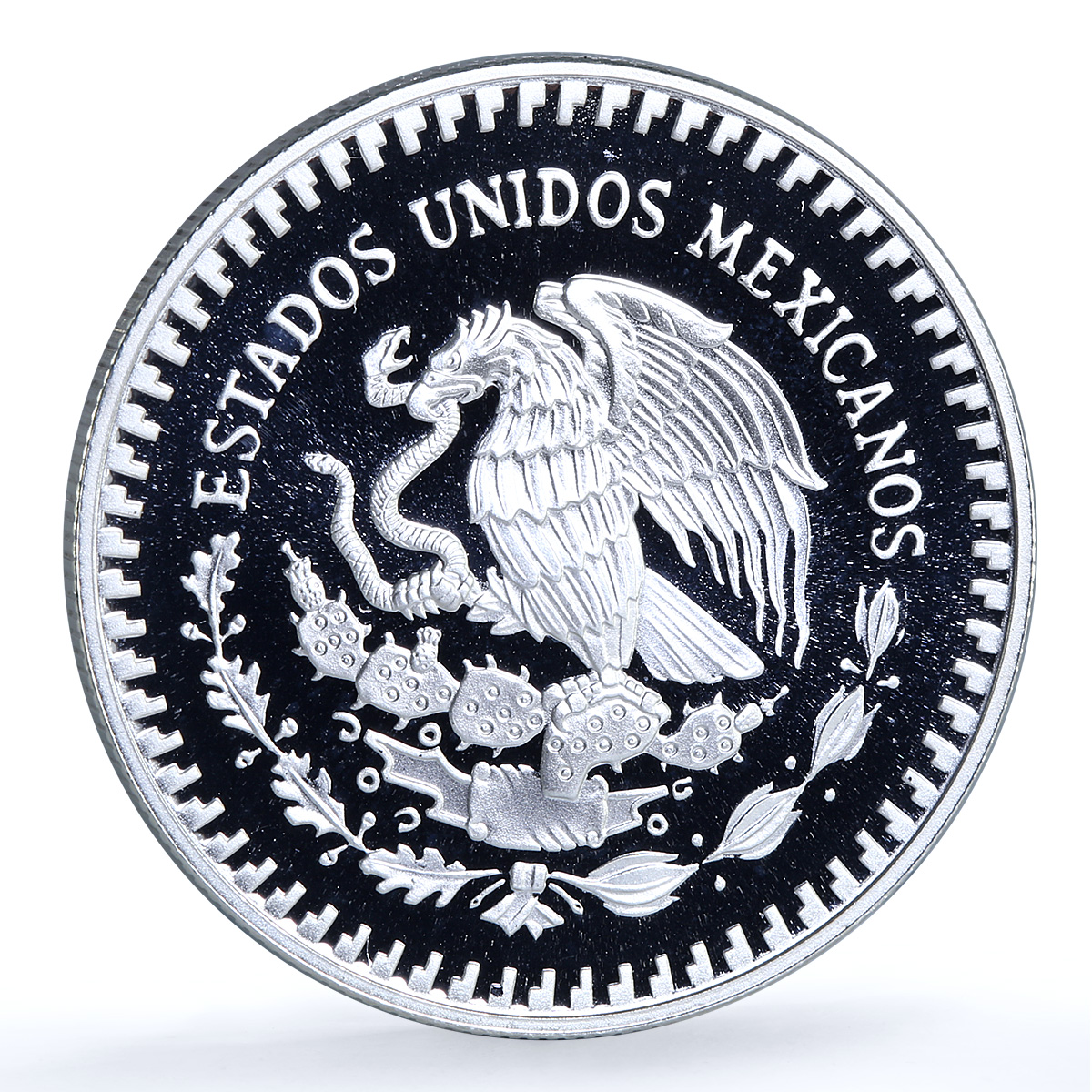 Mexico 1 onza Libertad KM-494.2 w/ Custom Olympic Rings proof silver coin 1990 Mexico 1 onza Libertad KM-494.2 w/ Custom Olympic Rings proof silver coin 1990