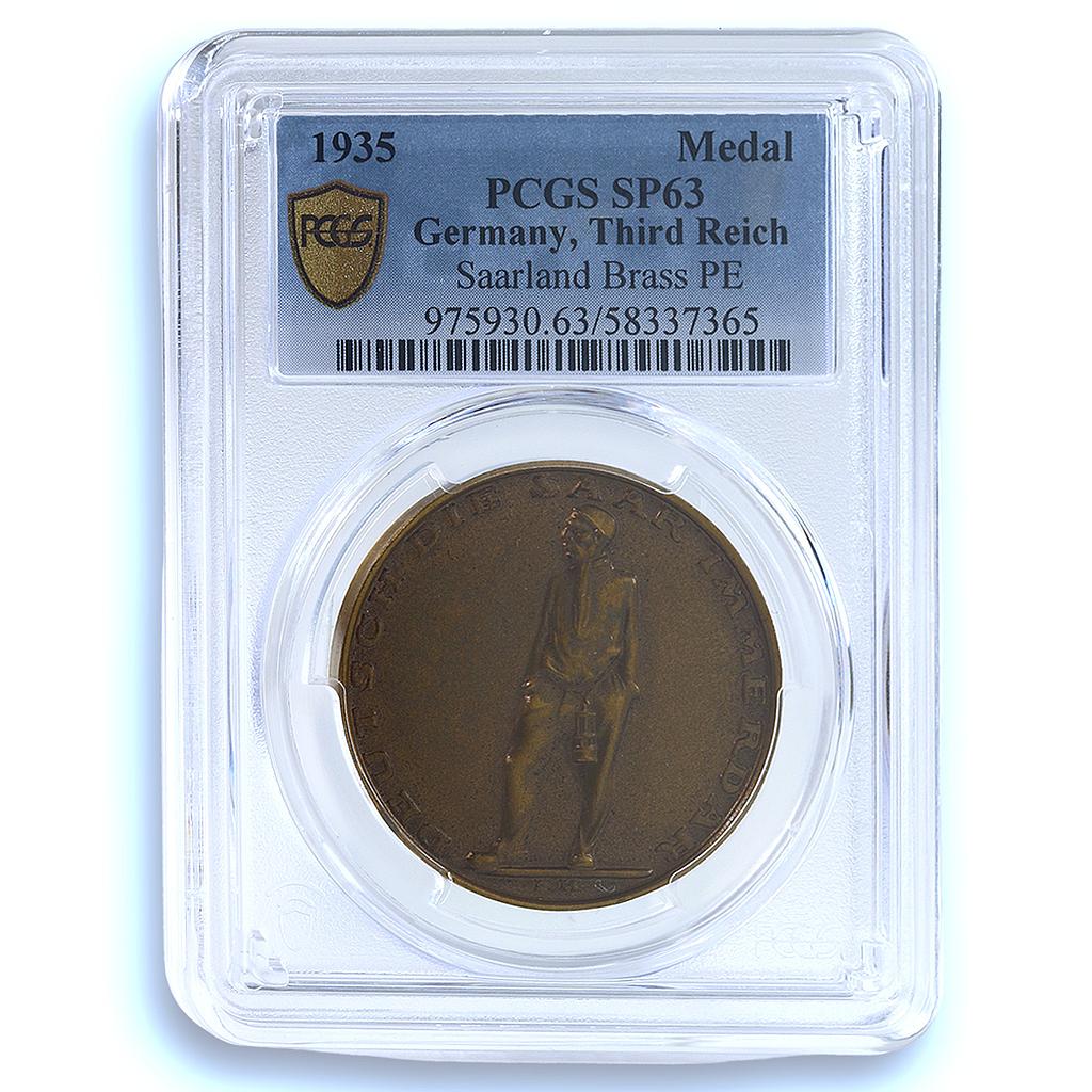 Germany Third Reich Saarland PE Museler-15.3.49 SP 63 PCGS brass medal 1935 Germany Third Reich Saarland PE Museler-15.3.49 SP 63 PCGS brass medal 1935