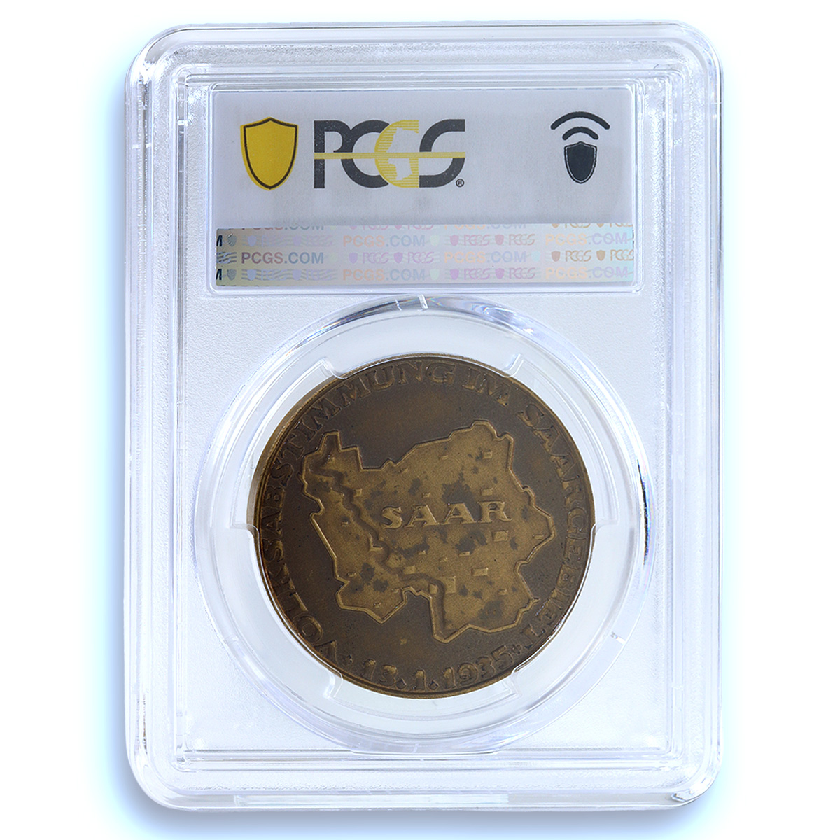 Germany Third Reich Saarland PE Museler-15.3.49 SP 63 PCGS brass medal 1935 Germany Third Reich Saarland PE Museler-15.3.49 SP 63 PCGS brass medal 1935