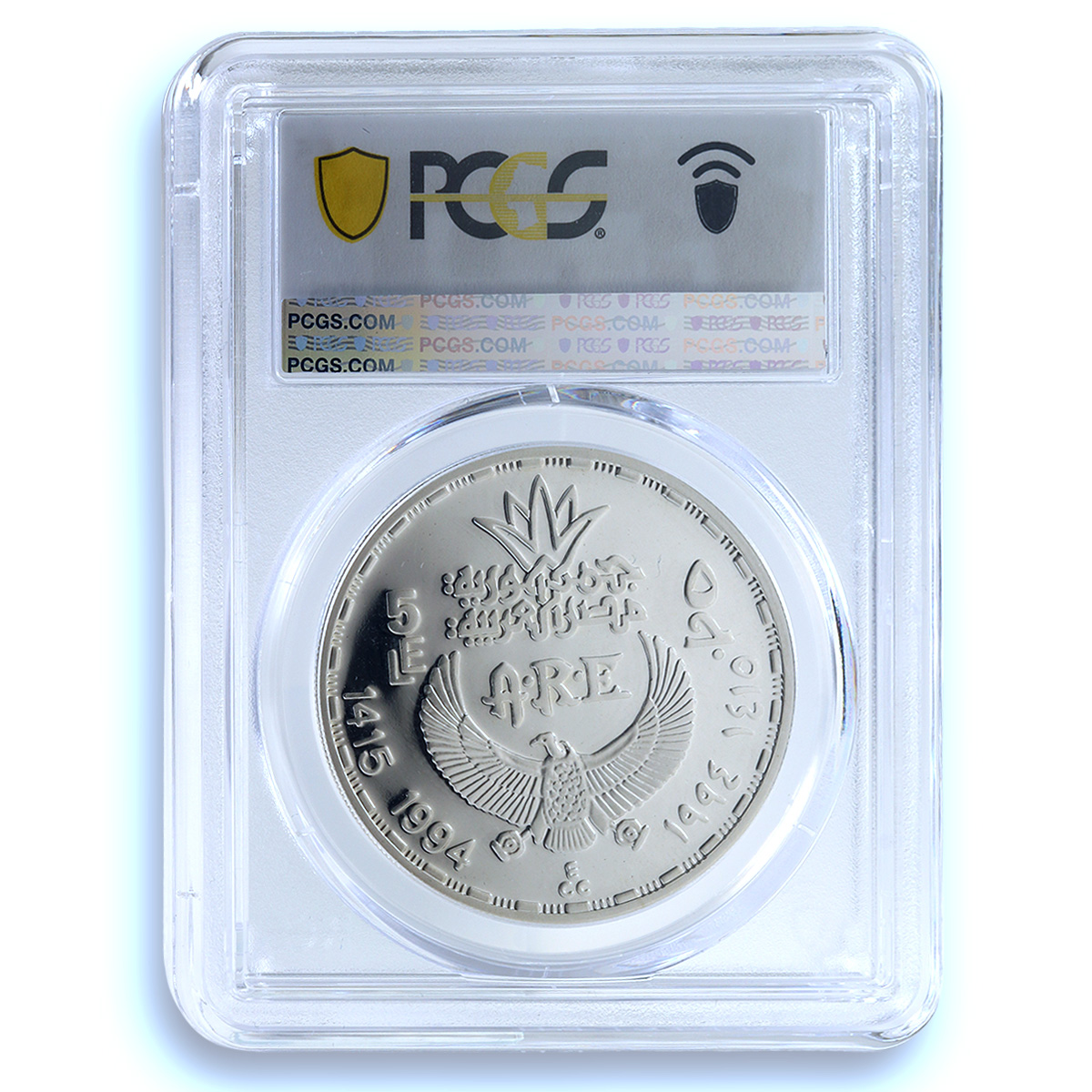 Egypt 5 pounds Thutmose III KM-826 Treasures Statue PR 68 PCGS silver coin 1994