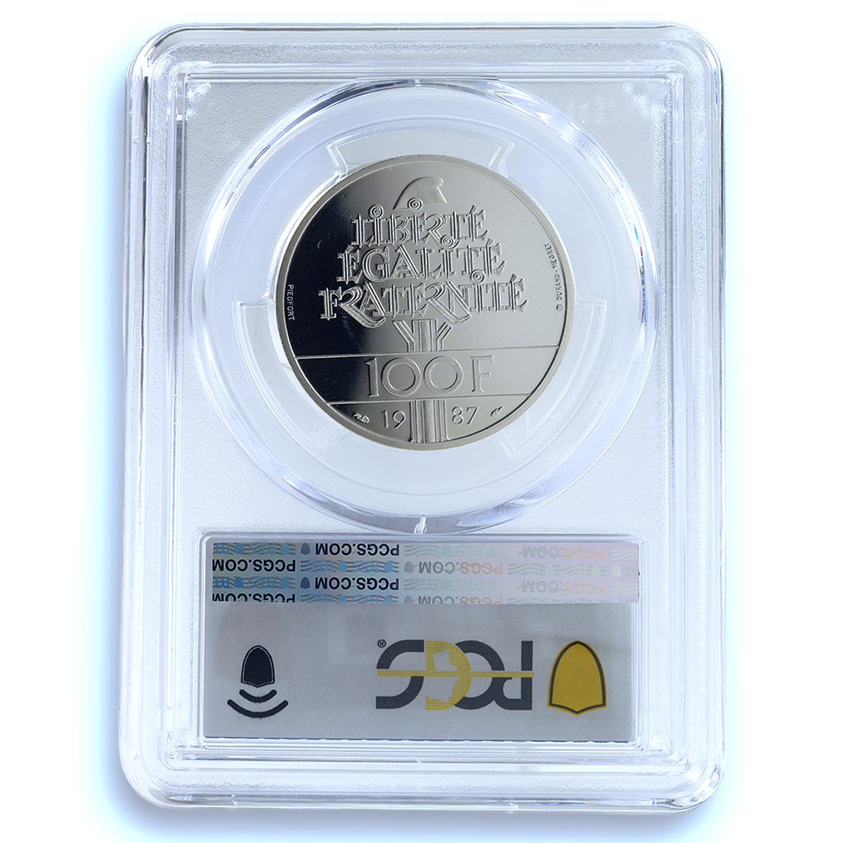 France 100 francs General La Fayette Piefort KM-P991a PR69 PCGS silver coin 1987 France 100 francs General La Fayette Piefort KM-P991a PR69 PCGS silver coin 1987