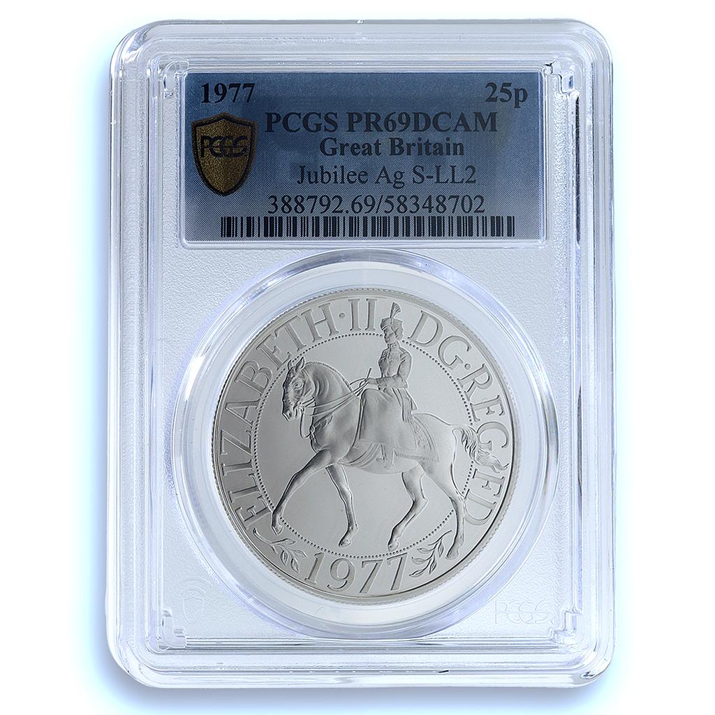Great Britain 25 pence Elizabeth II Jubilee KM-920a PR 69 PCGS silver coin 1977 Great Britain 25 pence Elizabeth II Jubilee KM-920a PR 69 PCGS silver coin 1977