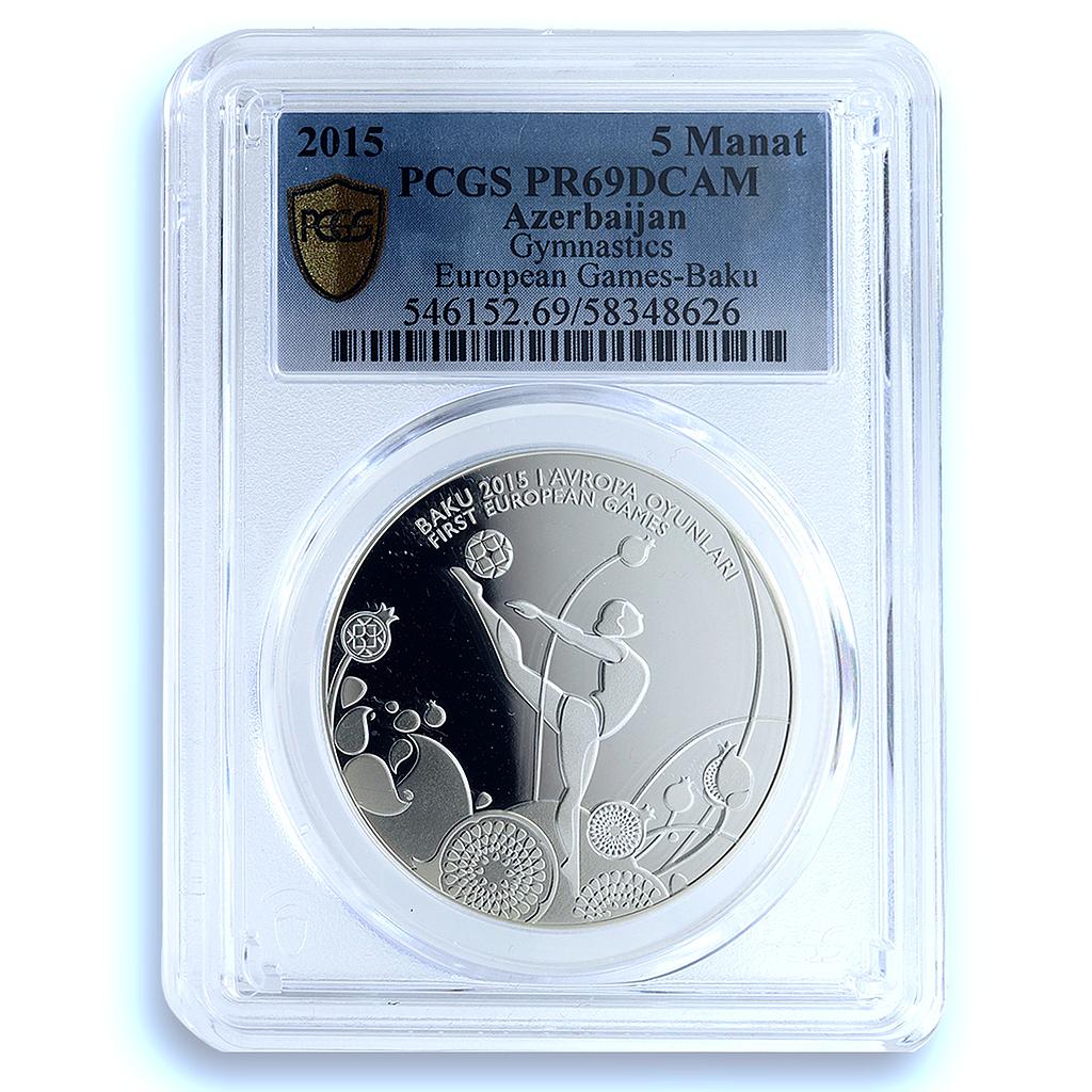 Azerbaijan 5 manat Gymnastics KM-72 Baku Games PR 69 PCGS silver coin 2015