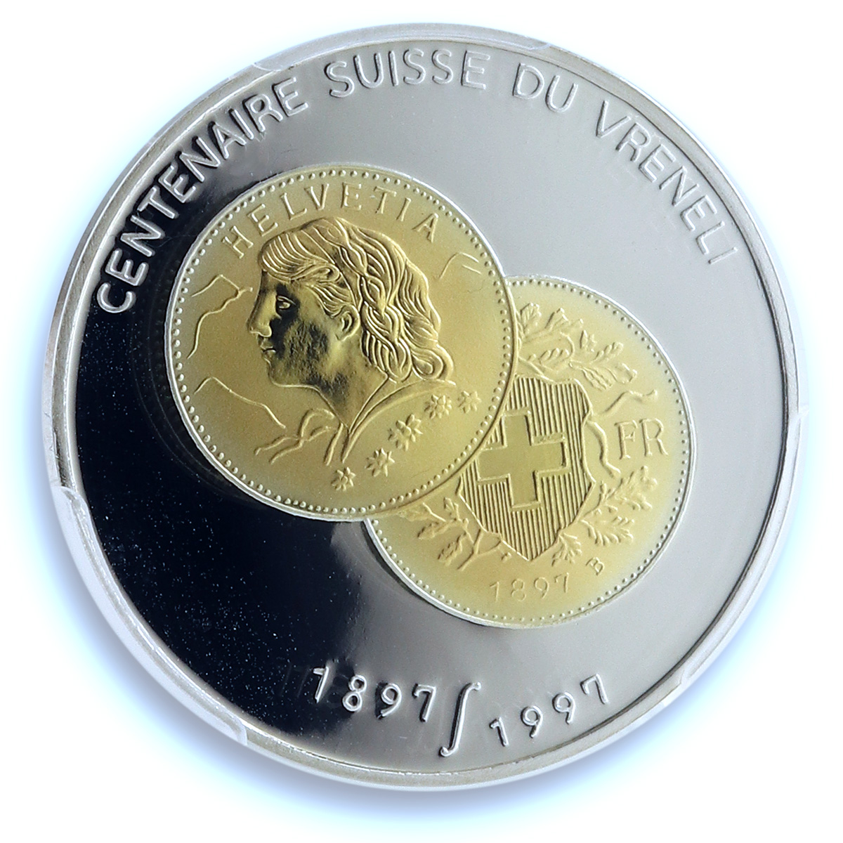 Benin 500 francs Vreneli Swiss Gold Coinage KM-A48 PR 70 PCGS silver coin 1997 Benin 500 francs Vreneli Swiss Gold Coinage KM-A48 PR 70 PCGS silver coin 1997