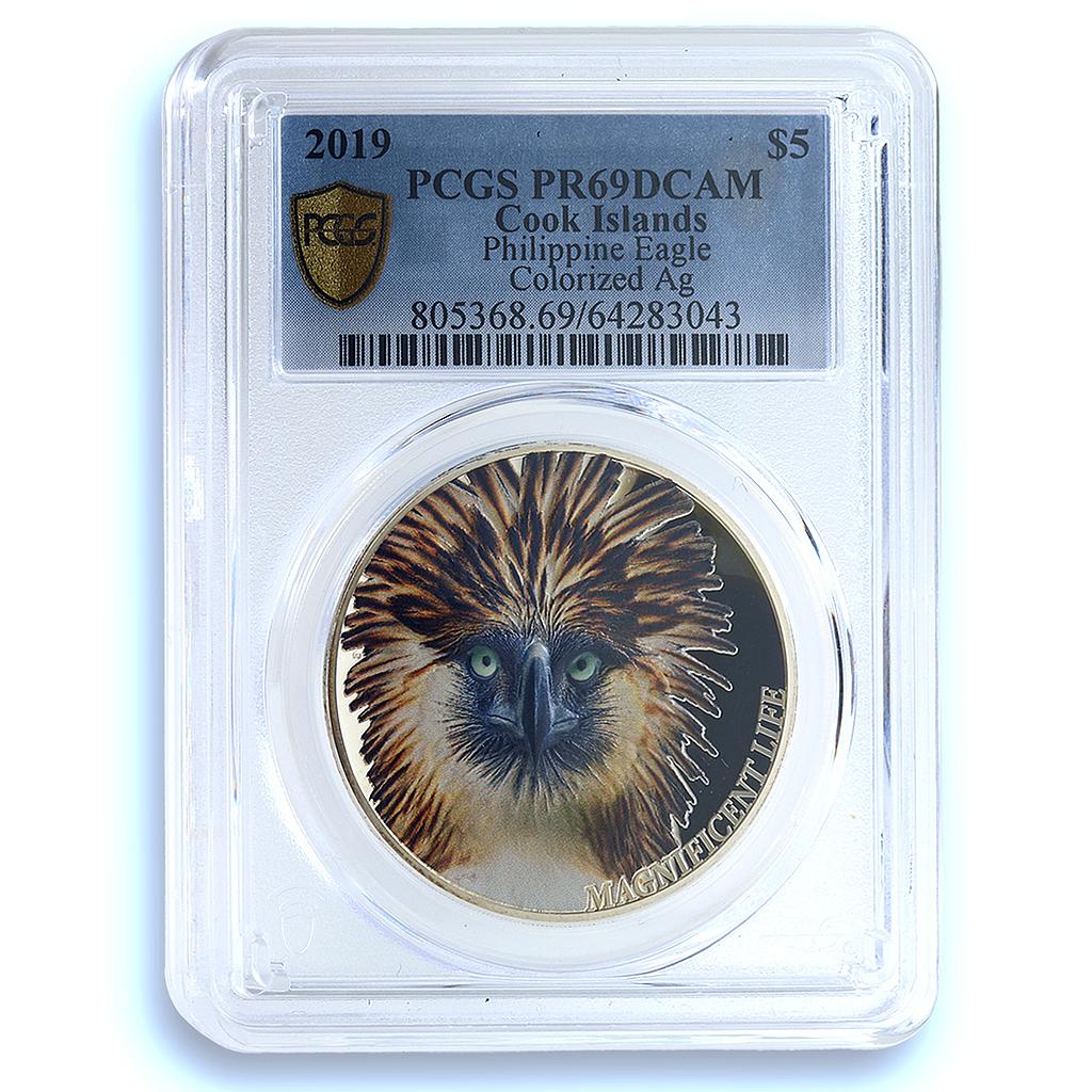 Cook Islands 5 dollars Philippine Eagle Magnificent Life PR 69 PCGS Ag coin 2019