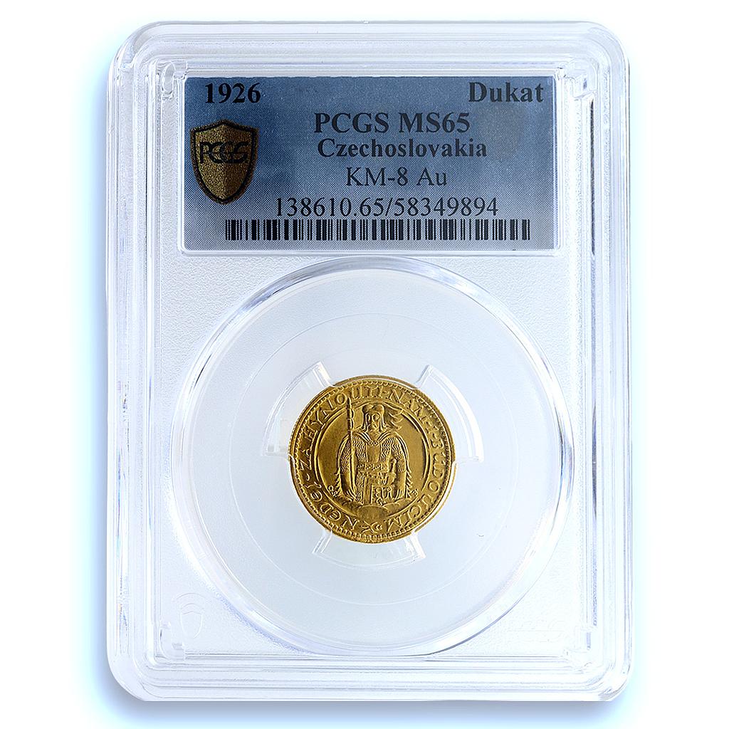 Czechoslovakia 1 dukat Republic KM-8 St. Wenceslaus MS 65 PCGS gold coin 1926 Czechoslovakia 1 dukat Republic KM-8 St. Wenceslaus MS 65 PCGS gold coin 1926