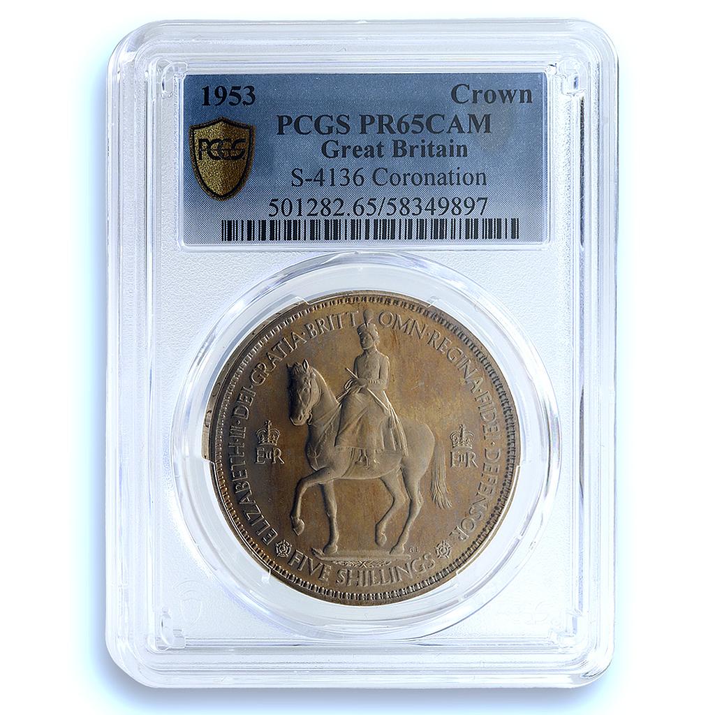 Great Britain 1 crown Elizabeth II Coronation KM-894 PR 65 PCGS CuNi coin 1953 Great Britain 1 crown Elizabeth II Coronation KM-894 PR 65 PCGS CuNi coin 1953