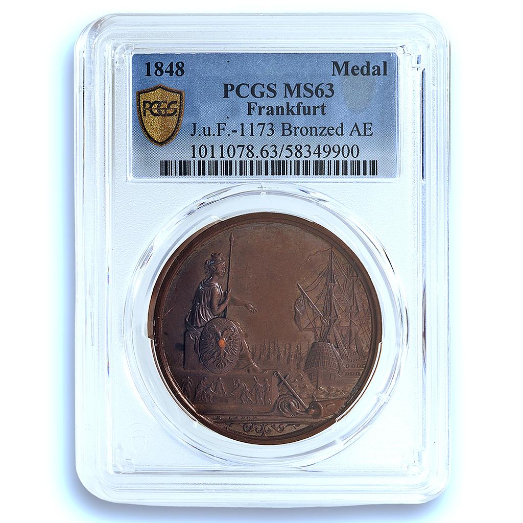 Germany Frankfurt Founding  Fleet JuF-1173 Ship MS 63 PCGS bronze medal 1848