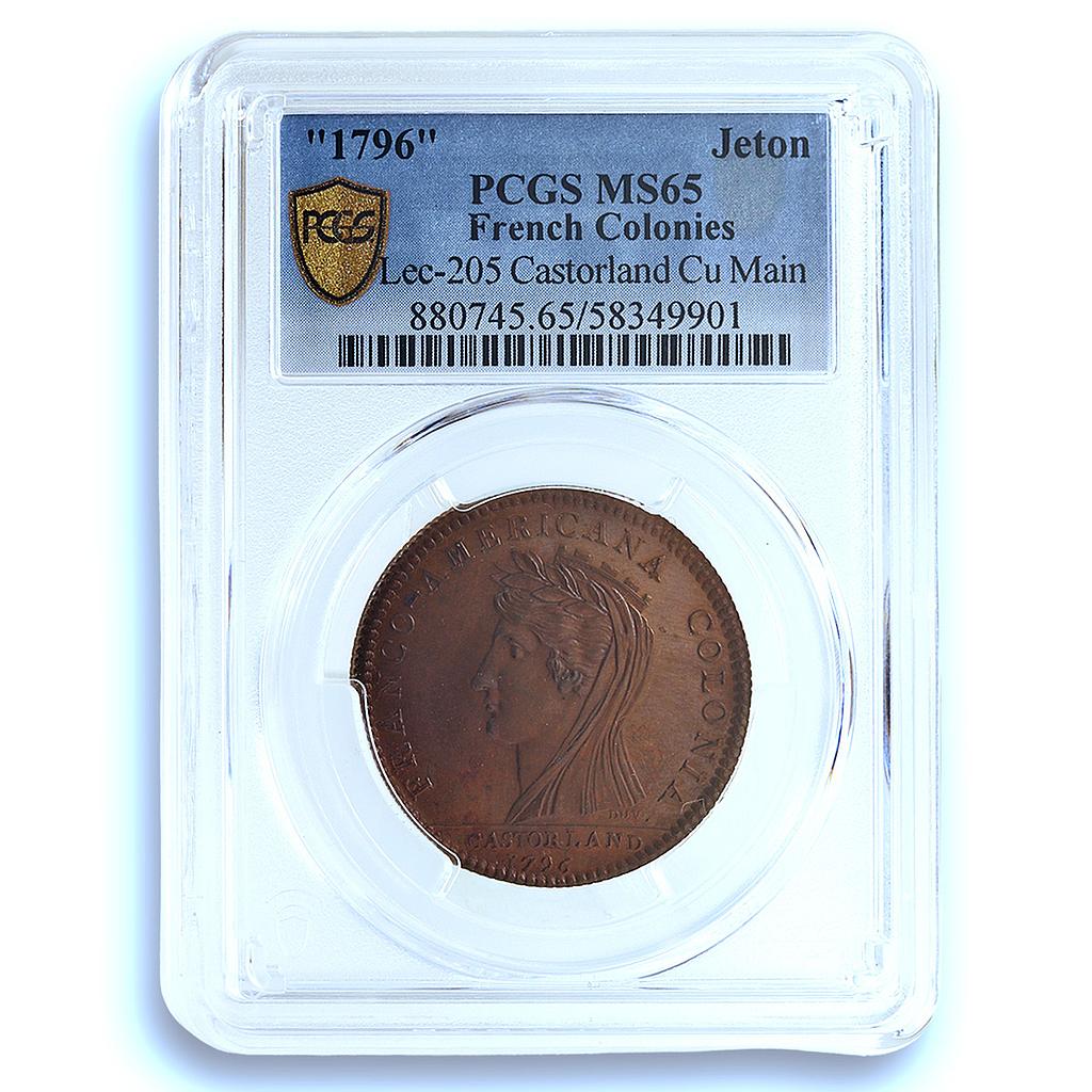 Castorland French-American Colony Lec-205 MS 65 PCGS copper medal 1796 Castorland French-American Colony Lec-205 MS 65 PCGS copper medal 1796