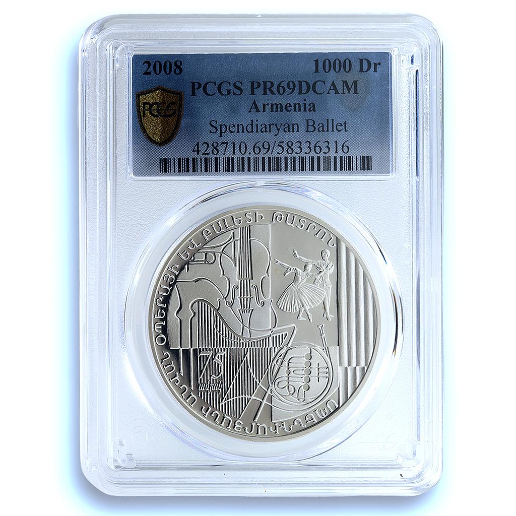 Armenia 1000 dram Spendiaryan Theatre KM-171 Dance PR 69 PCGS silver coin 2008