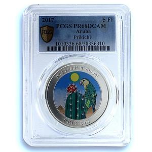 Aruba 5 florins Prikichi KM-64 Wildlife Parrot Bird PR 68 PCGS silver coin 2017