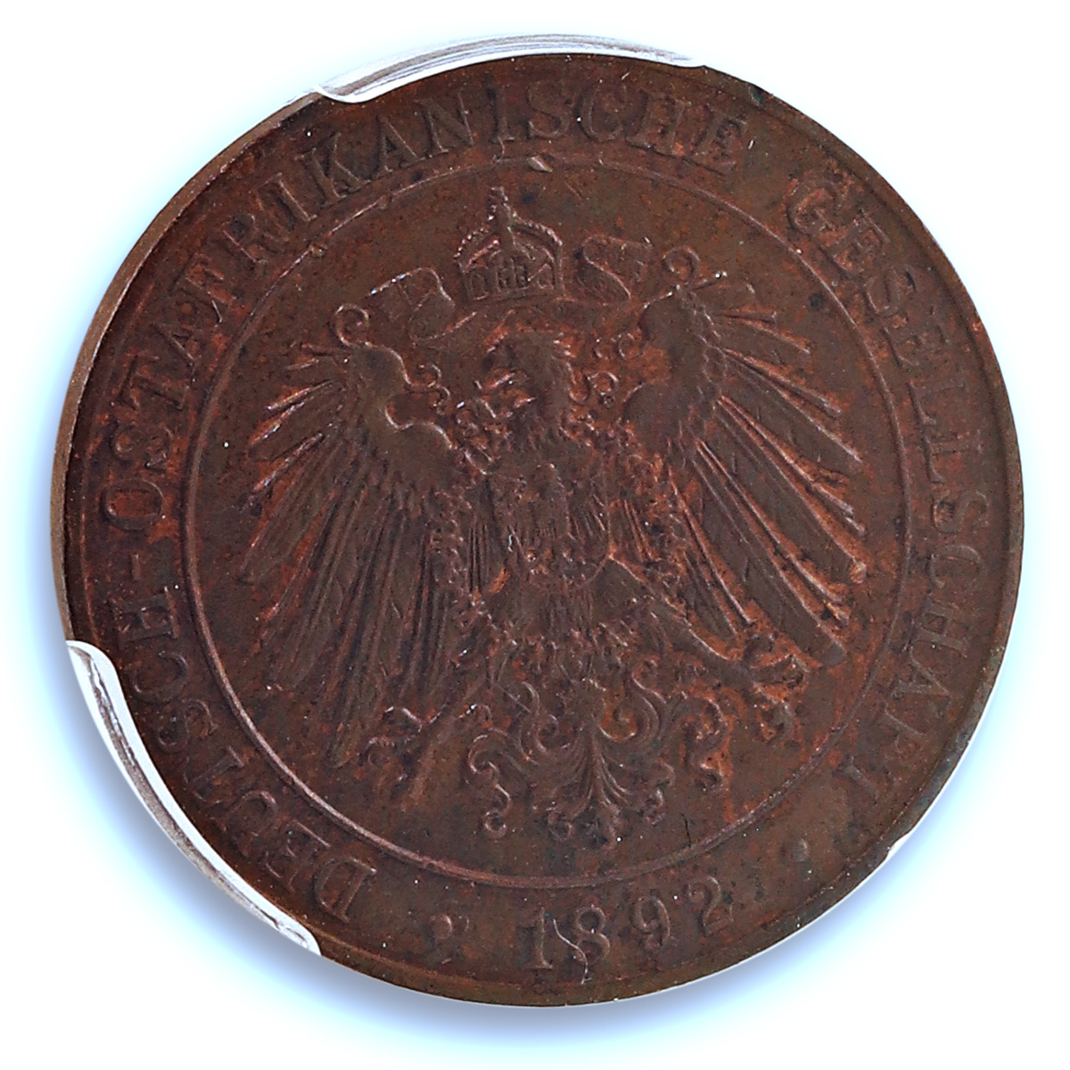 East Africa German 1 pesa Wilhelm II KM-1 J-710 MS 62 PCGS copper coin 1892 East Africa German 1 pesa Wilhelm II KM-1 J-710 MS 62 PCGS copper coin 1892