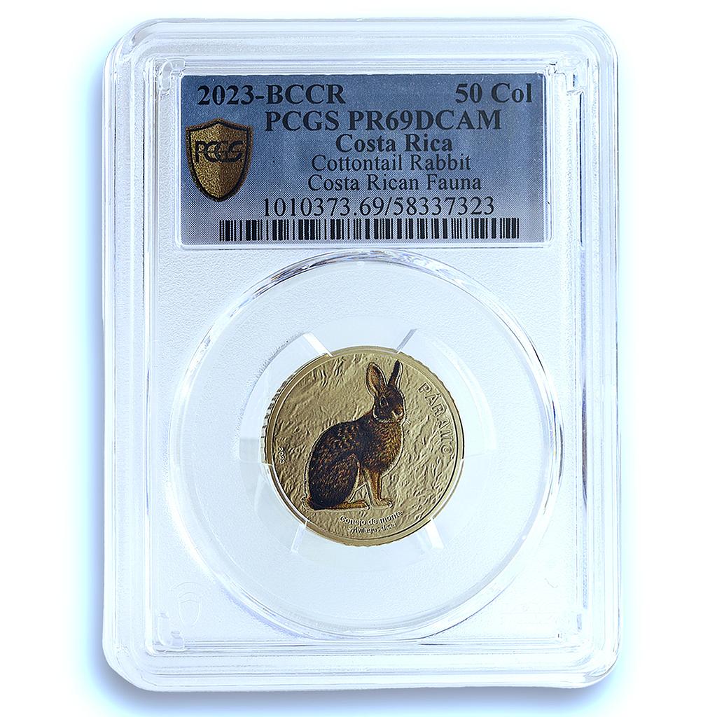 Costa Rica 50 colones Cottontail Rabbit KM-248 Fauna PR69 PCGS NiBrass coin 2023 Costa Rica 50 colones Cottontail Rabbit KM-248 Fauna PR69 PCGS NiBrass coin 2023