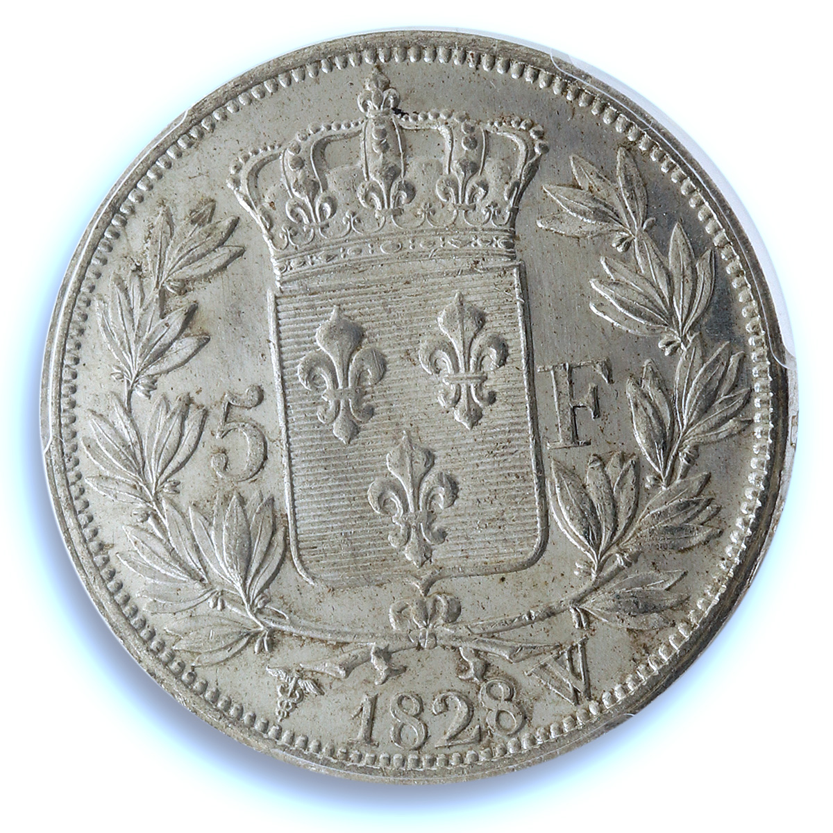 France 5 francs Charles X KM-728.13 Gad-644 MS 61 PCGS silver coin 1828 W