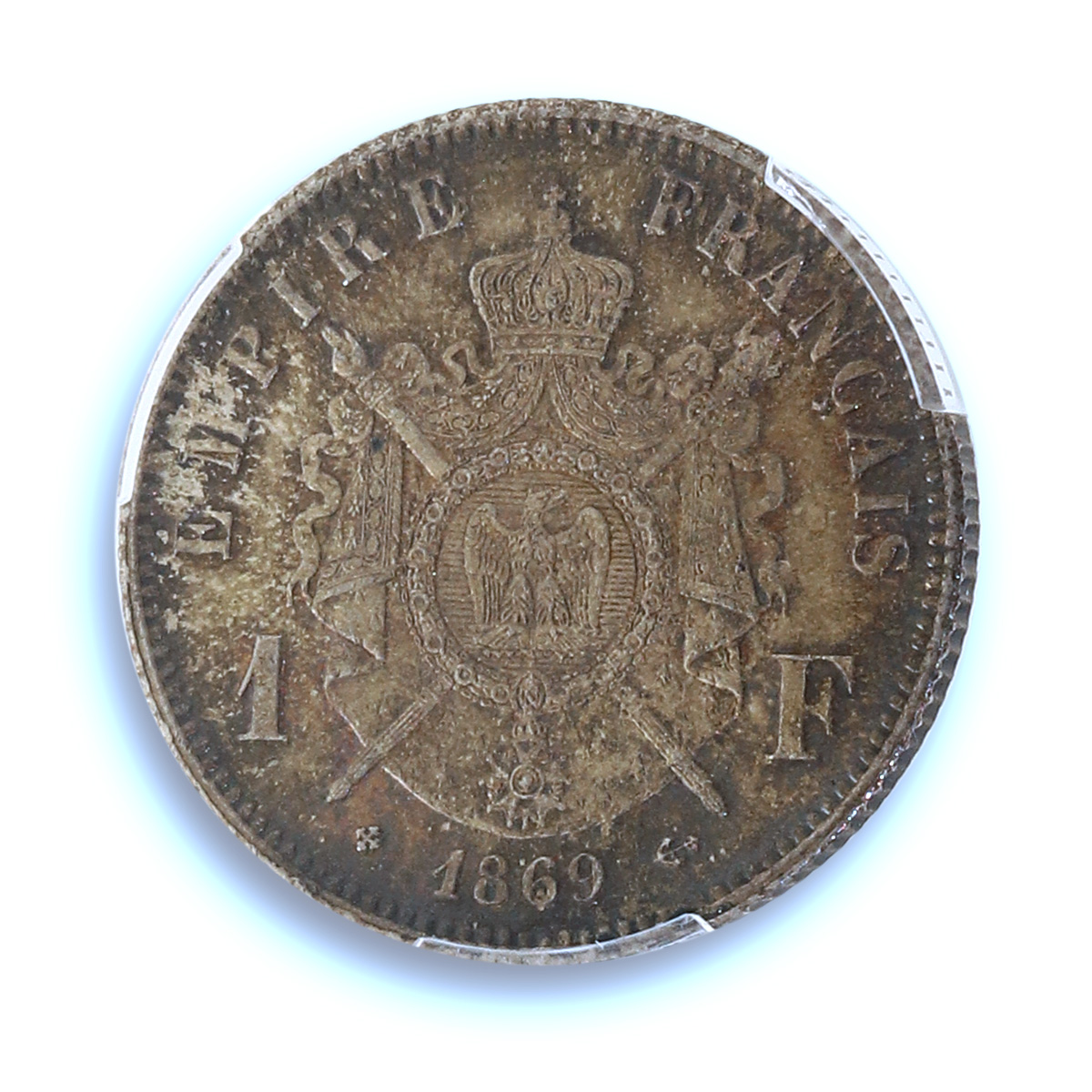 France 1 franc Napoleon III KM-806.2 Gad-463 MS 64 PCGS silver coin 1869 BB France 1 franc Napoleon III KM-806.2 Gad-463 MS 64 PCGS silver coin 1869 BB