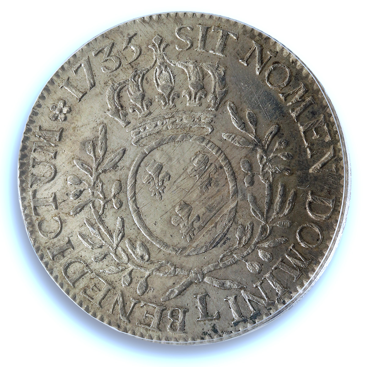 France 1 ecu Louis XV Bayonne KM-486.12 Gad-321 AU 58 PCGS silver coin 1735 L France 1 ecu Louis XV Bayonne KM-486.12 Gad-321 AU 58 PCGS silver coin 1735 L