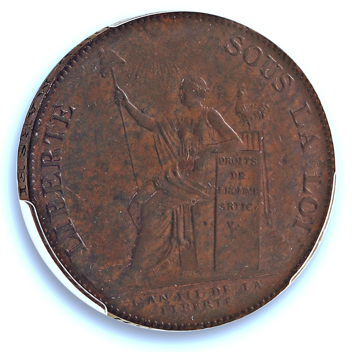 France 2 sols Monneron Freres KM-Tn23 Maz-152 MS 63 PCGS bronze coin 1791