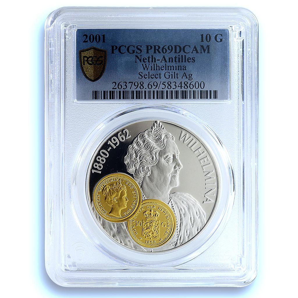 Netherlands Antilles 10 gulden Wilhemina 10 Guilders PR 69 PCGS silver coin 2001